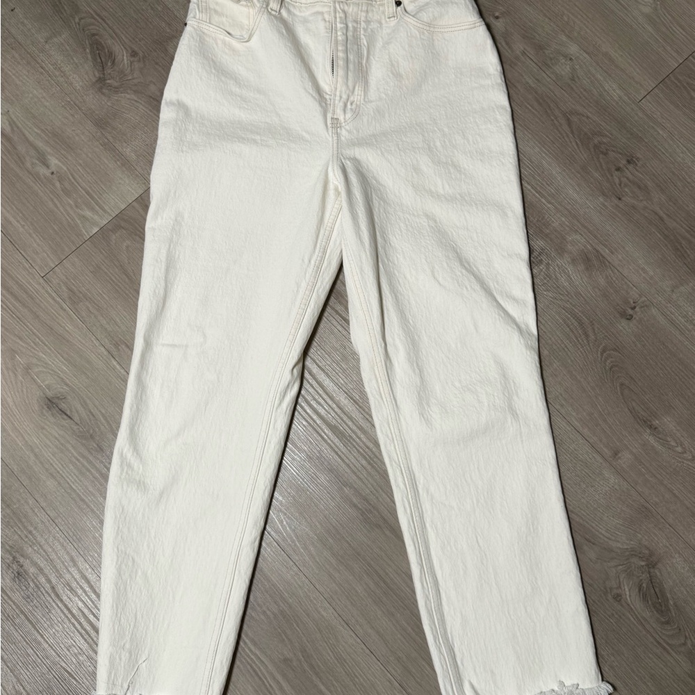 Abercrombie & Fitch Off-White Straight-Leg Jeans